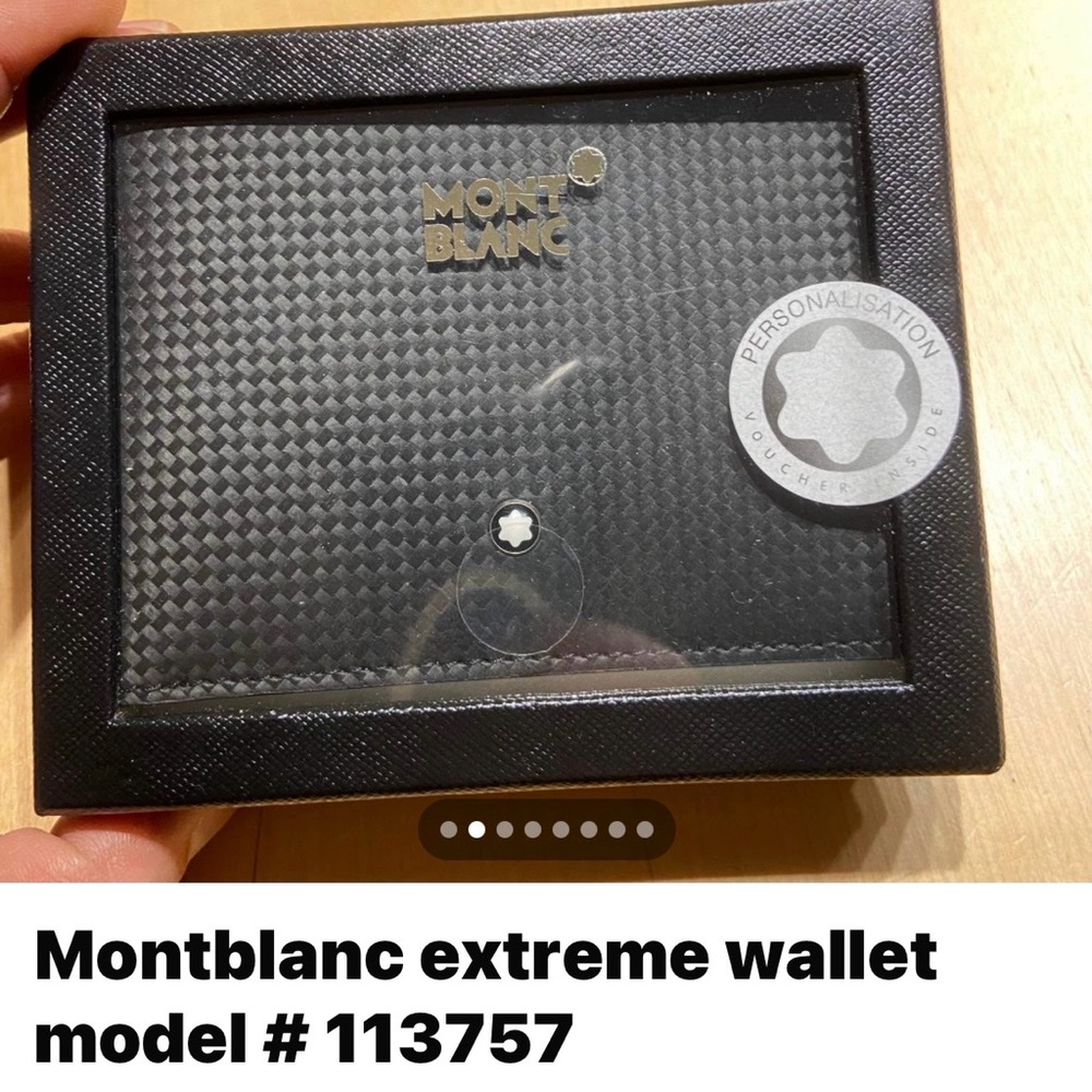 New Extreme Montblanc Black Carbon Fiber Wallet in original box with paperwork.